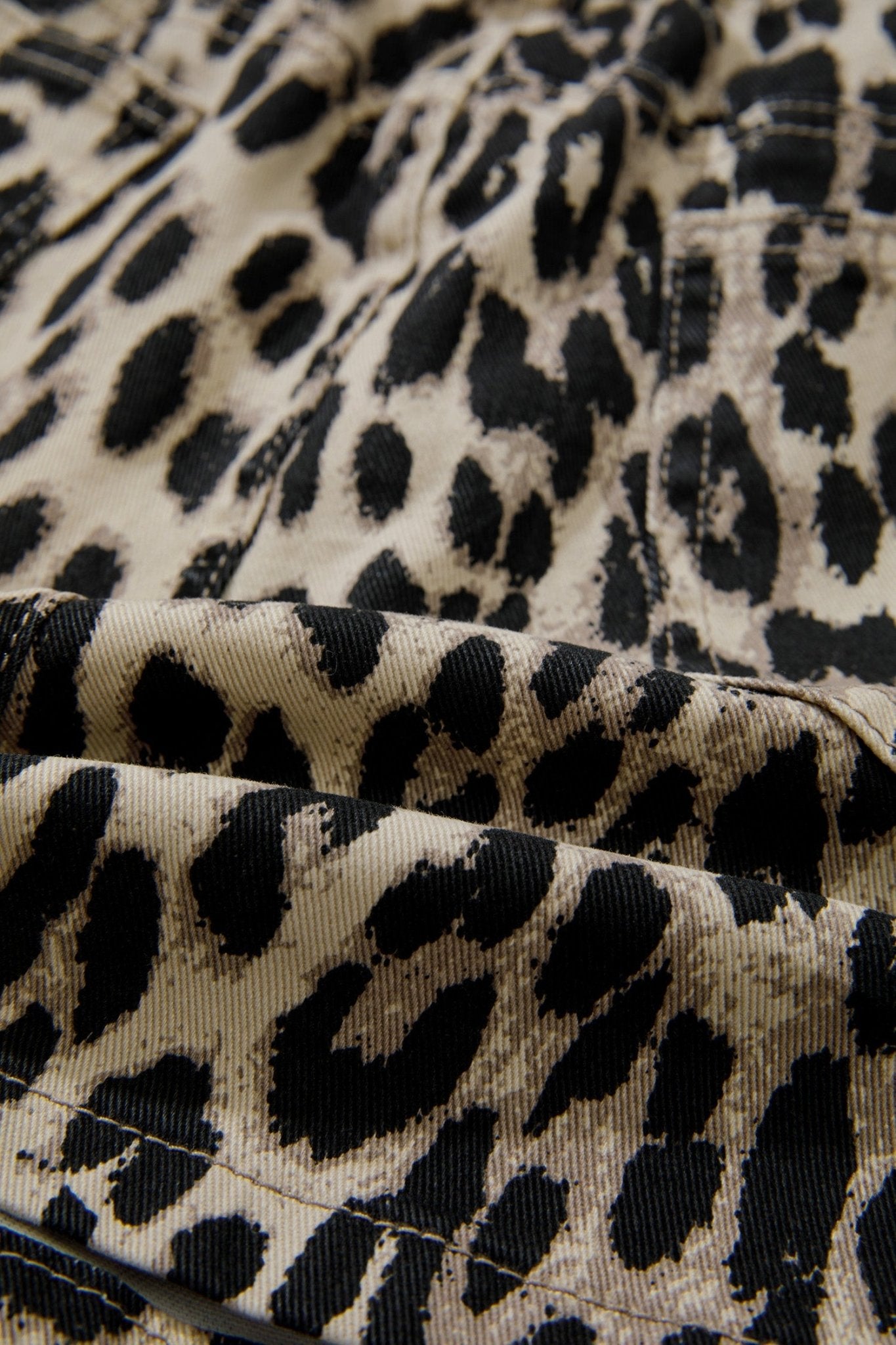 Brown Retro Leopard Print Lace - up Elastic Waistband Mid Rise Denim Shorts - Loving It Shop