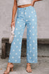 Sky Blue Polka Dot Print Raw Hem Shift Jeans - Loving It Shop