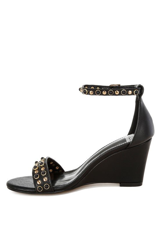 Nidara Studs Embellished Genuine Leather Sandals - Loving It Shop