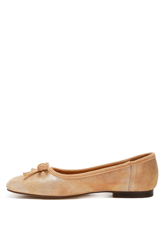 Rubyrose Suede Bow Embellished Ballerinas