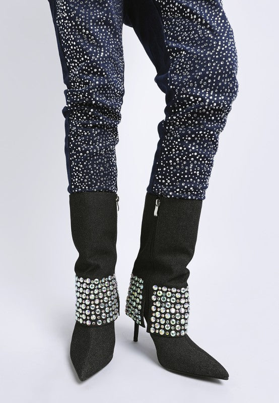 Basso Party Diamante Studded Stiletto Boots