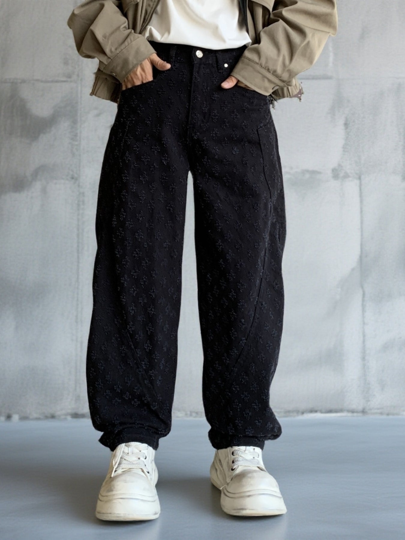 Men's Full Size Textured Wide Leg Pants Plus Size