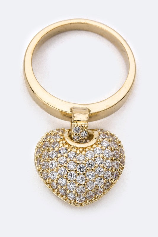 Fashion Ring with Cubic Zirconia Heart Charm Stylish Elegant Jewelry Accessory