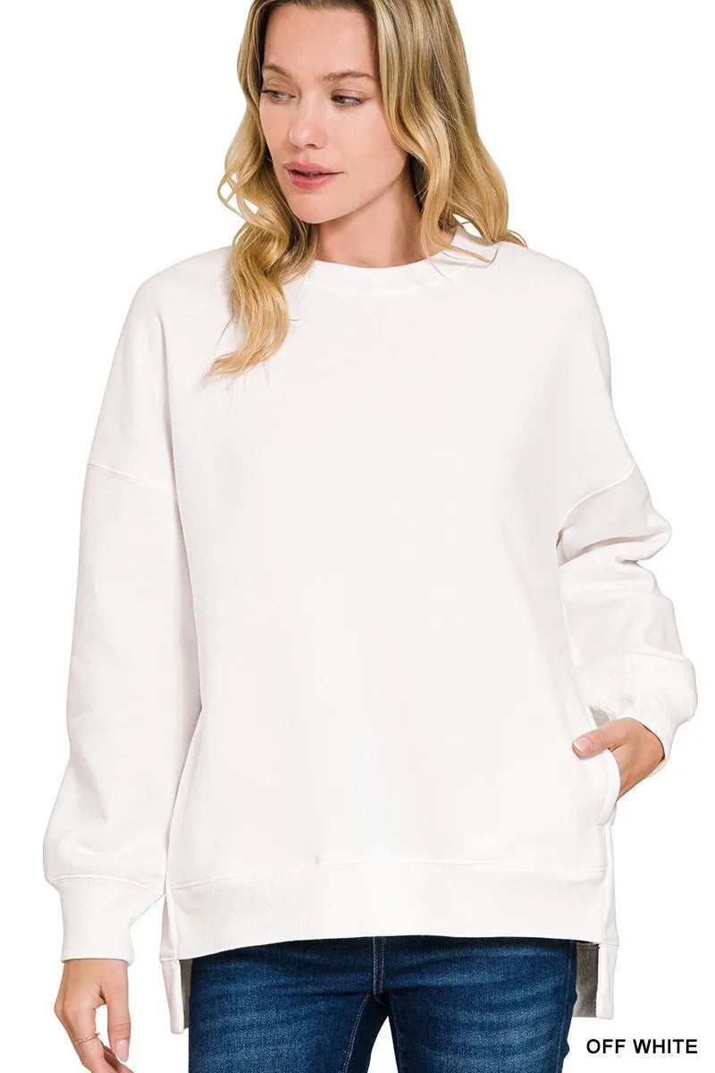 Fleece Hi-low Boyfriend Sweatshirts with Pockets