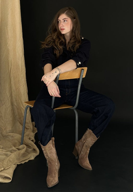Rambler Rhinestones Embellished Calf Boots