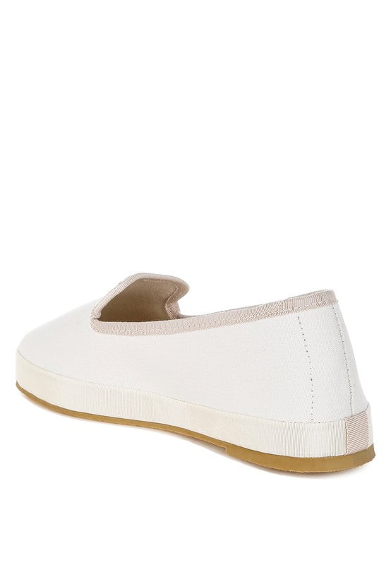 Moshka Round Toe Canvas Slip-On Loafers