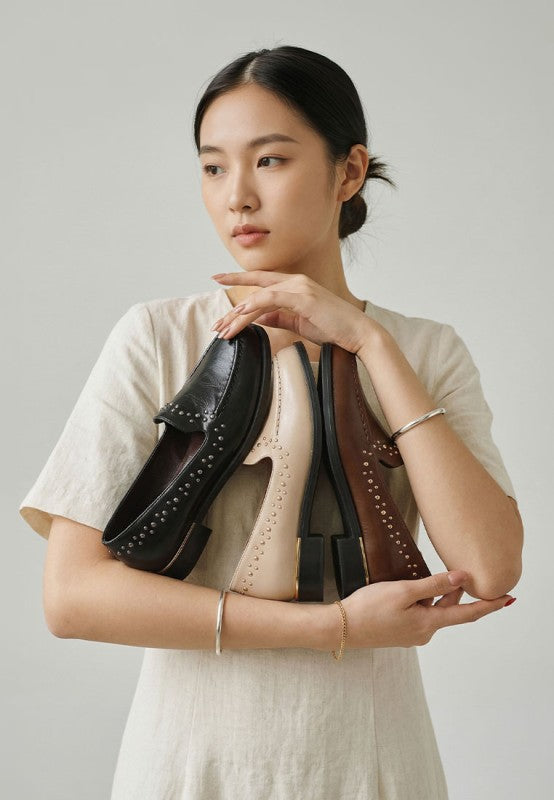 Gonia Studded Faux Leather Loafers