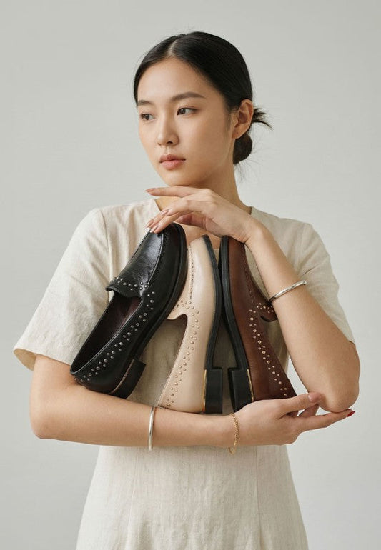 Gonia Studded Faux Leather Loafers