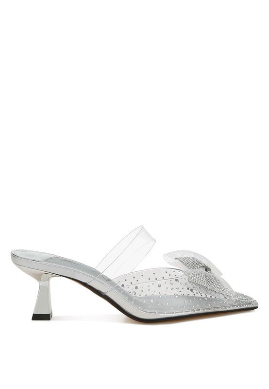 Freja Embellished Bow Kitten Heels - Loving It Shop