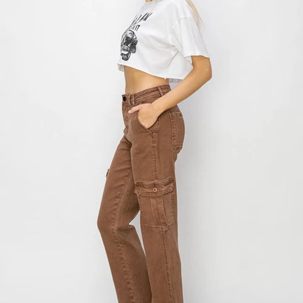 Risen Full Size High Rise Cargo Jeans