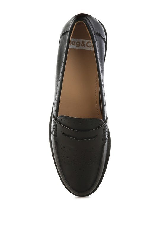 Clotilda Perforated Low Heel Loafers - Loving It Shop
