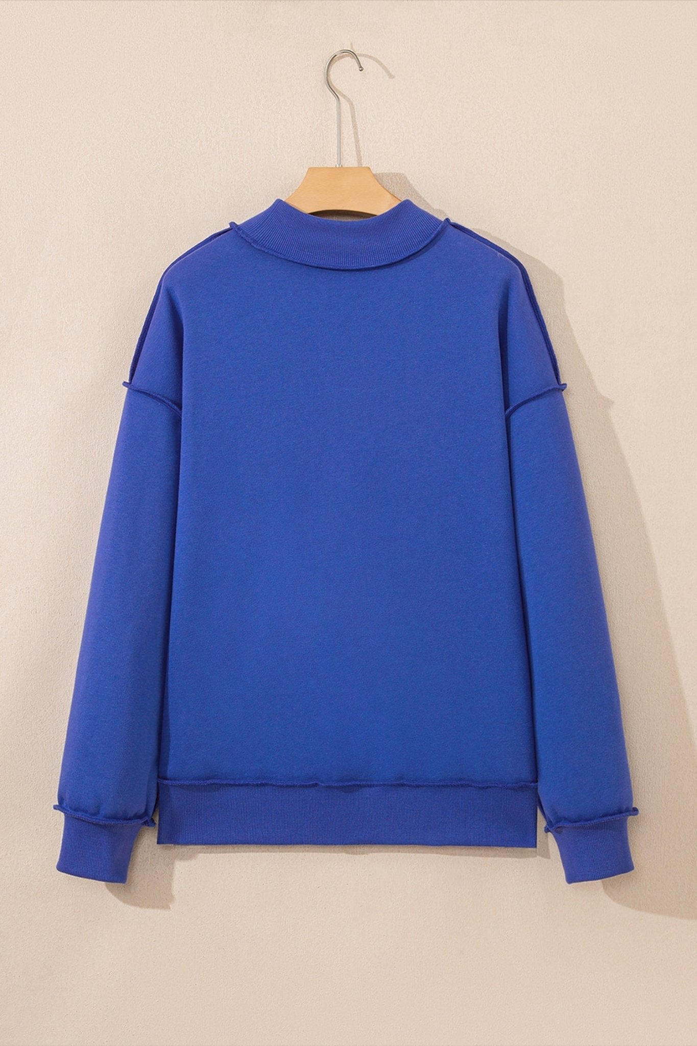Dark Blue Mock Neck Reversible USA/America Graphic Sweatshirt - Loving It Shop