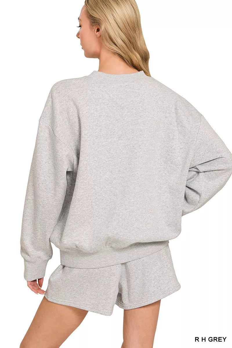 Fleece Long Sleeve Sweatshirts & Shorts Set