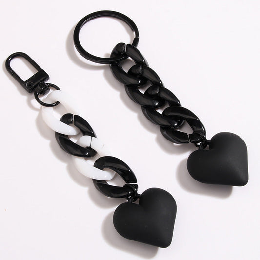 Black Blue Chain Love Heart Xiaohongshu Car Key Ring Hanging Ornaments