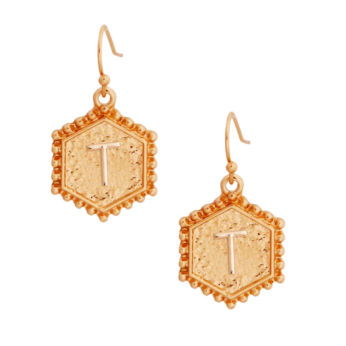 Initial T Hexagon Earrings Stylish Statement Jewelry