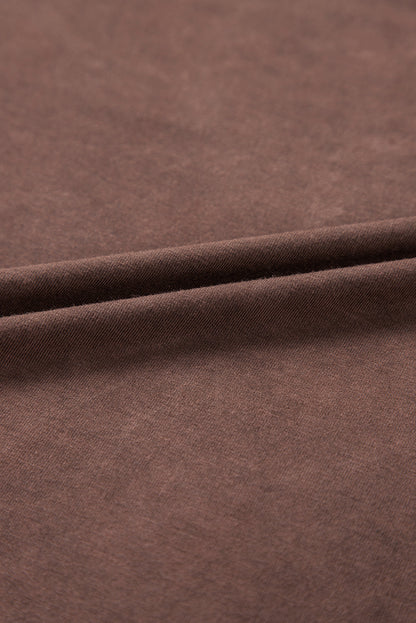Chestnut Mineral Wash Criss Cross V Neck Casual T Shirt