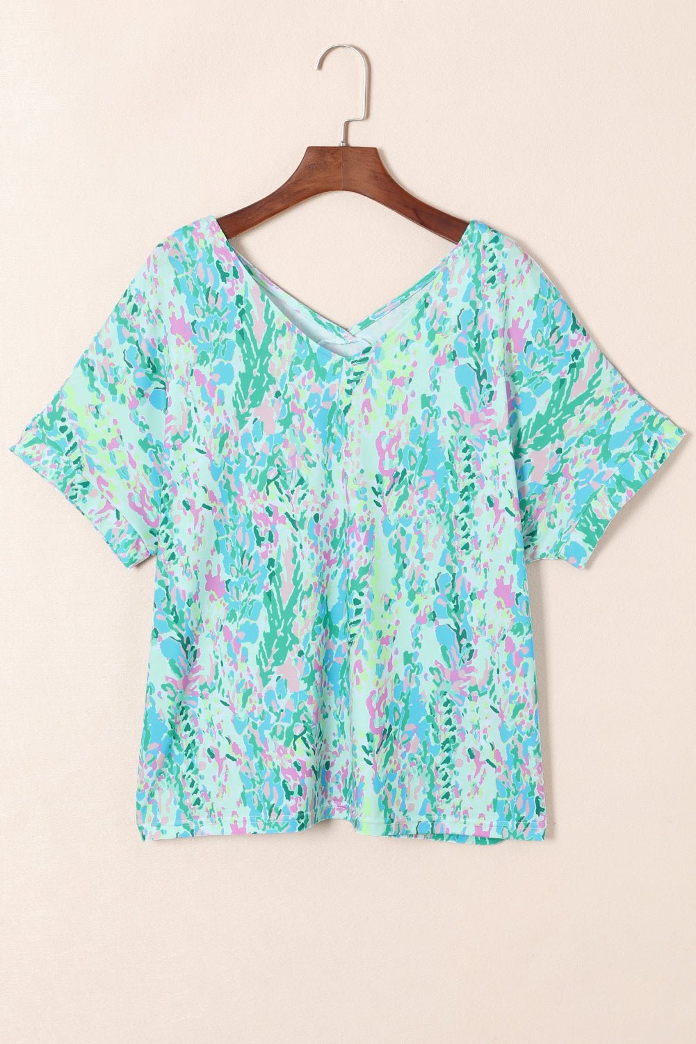 Green Loose Painted Floral Tee - Loving It Shop