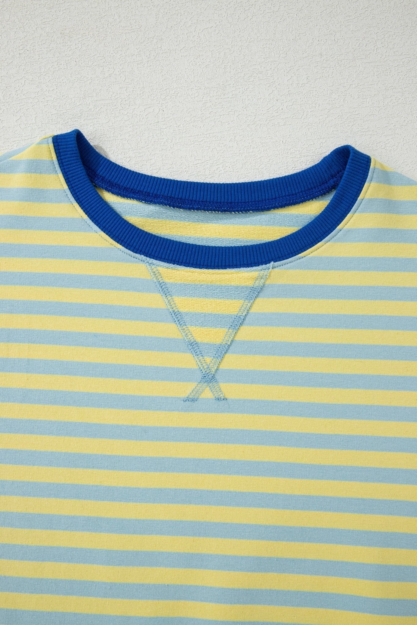 Yellow Stripe Drop Shoulder Boxy Casual Terry Short Set - Loving It Shop