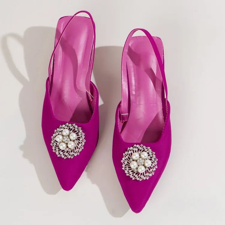 Pearl Detail Point Toe Pumps - Loving It Shop