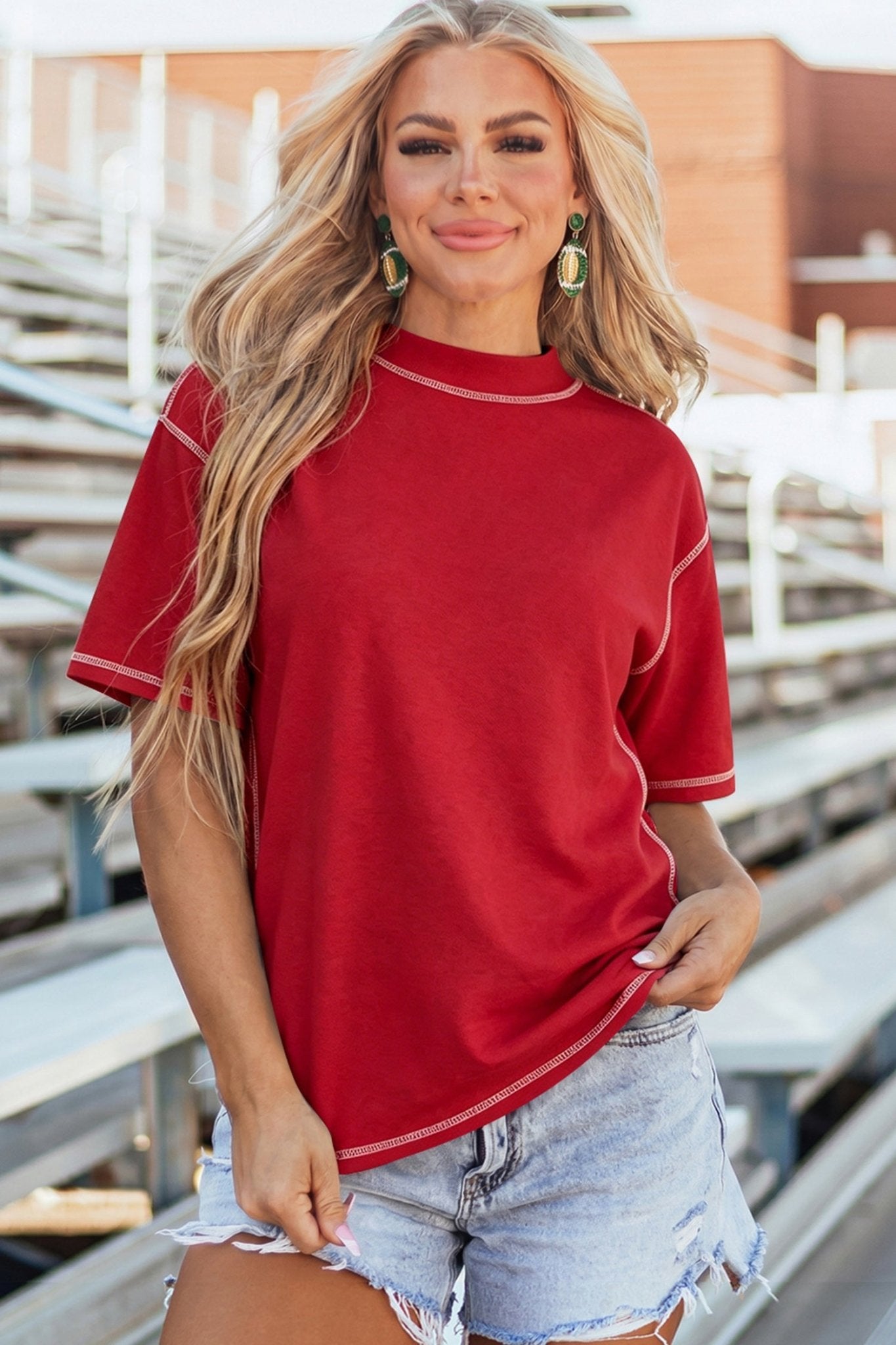 Racing Red Reversible Contrast - Stitched T-Shirt - Loving It Shop