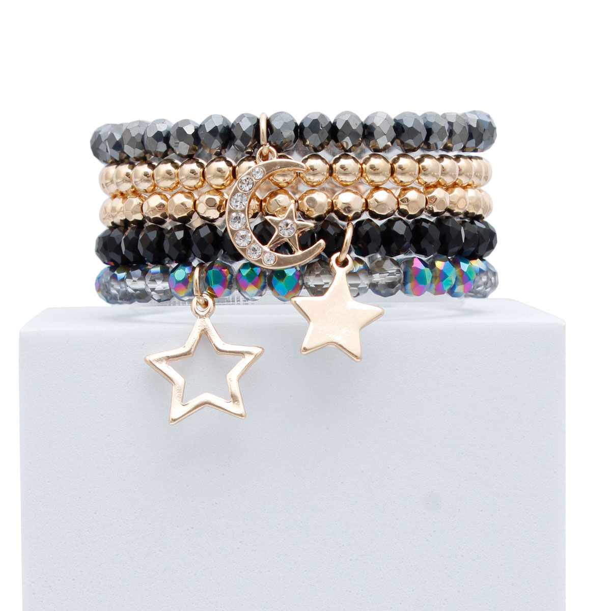Star Bracelets Black and Gold Stylish Glass Jewelry