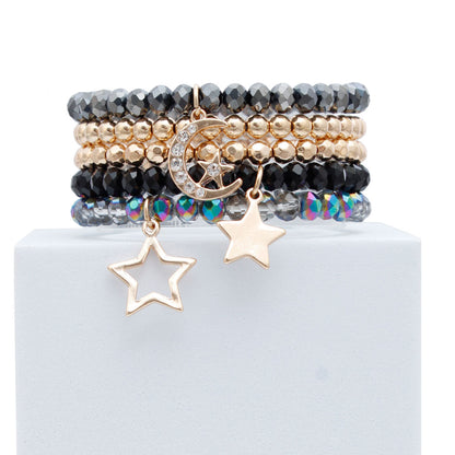 Star Bracelets Black and Gold Stylish Glass Jewelry