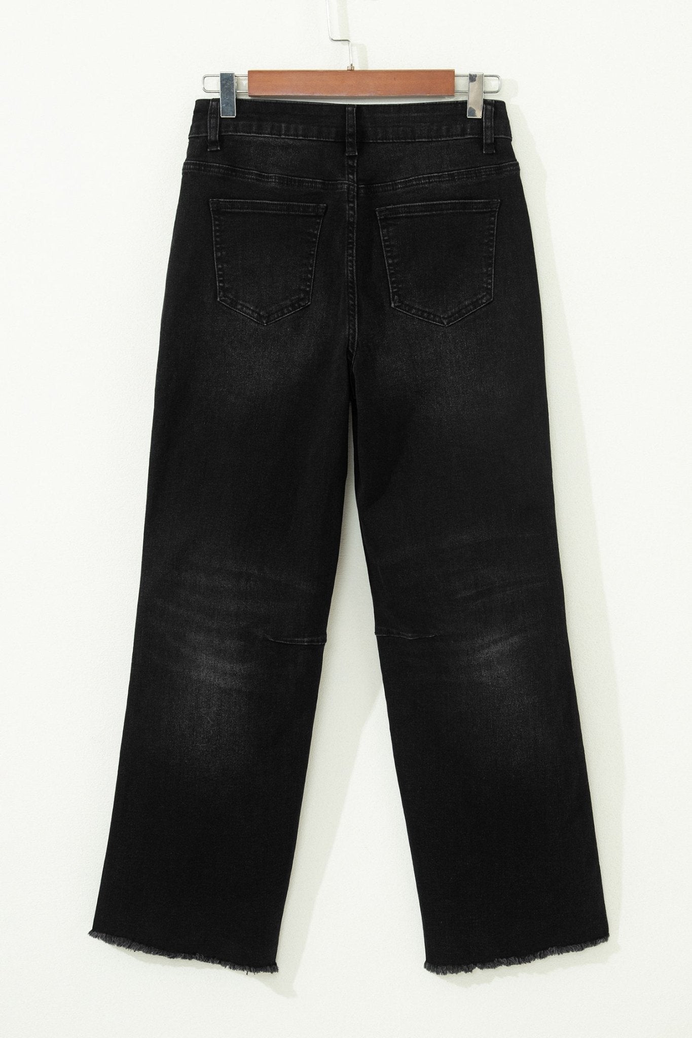 Black Frayed Cropped Straight Jeans - Loving It Shop