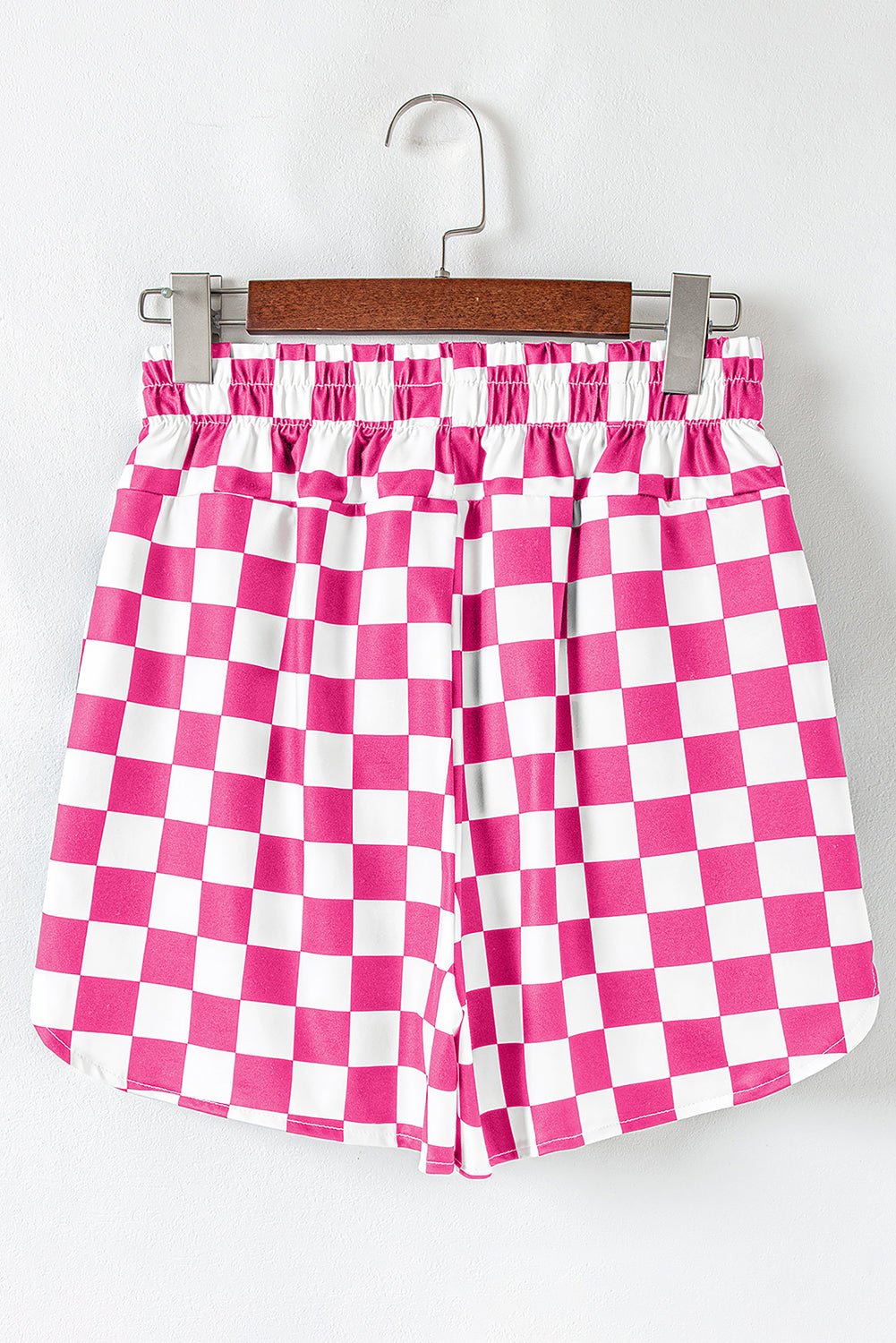 Rose Checkered Print High Waist Casual Shorts - Loving It Shop