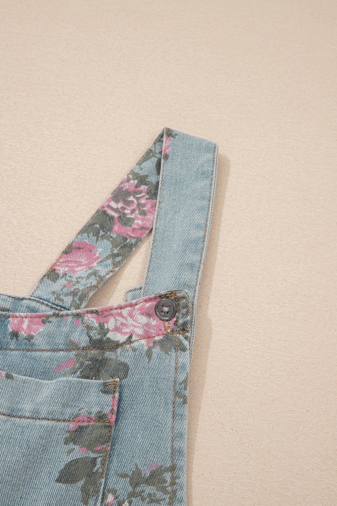Beau Blue Floral Print Pleated High Waist Wide Leg Denim Jumpsuit - Loving It Shop