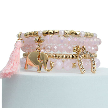 Bracelets Light Pink Elephant Horseshoe Stylish Fashion Jewelry