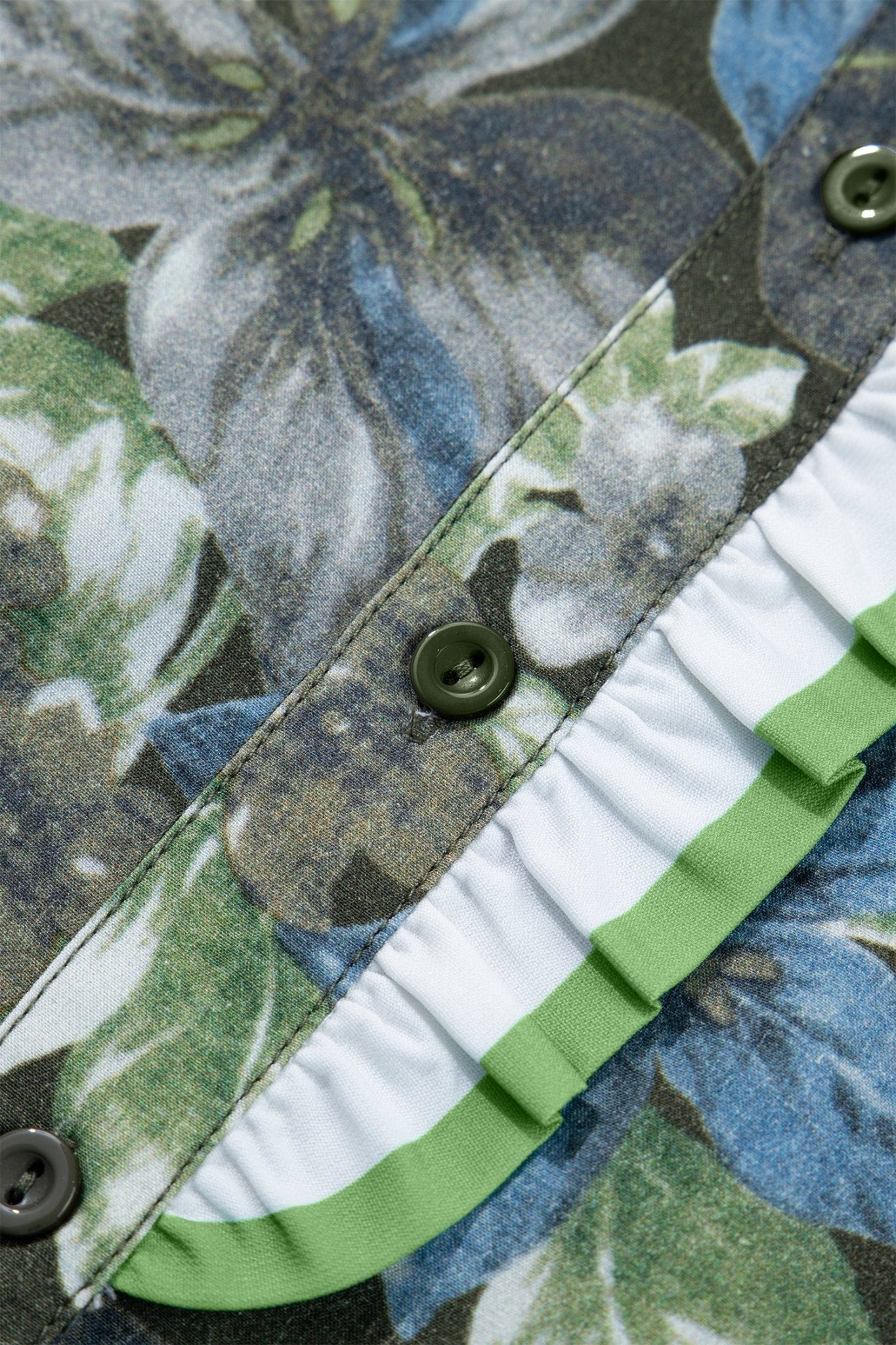 Green Ruffled Short Sleeve Floral Summer Blouse - Loving It Shop