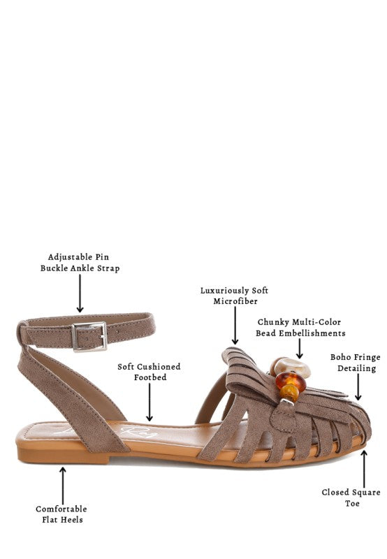 Corvina Bead Embellished Cut Work Flats