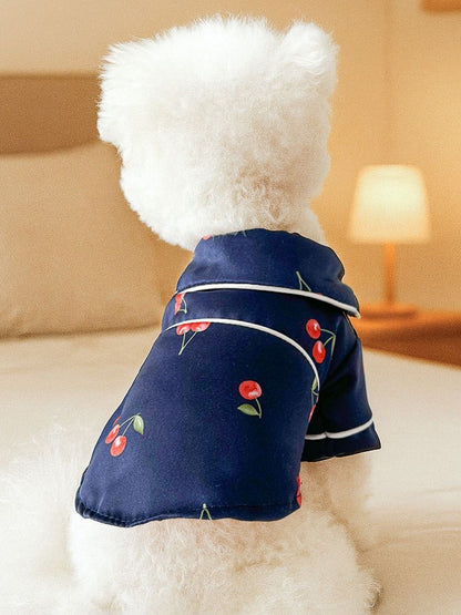 Satin Pet Pajamas with Contrast Piping - Loving It Shop