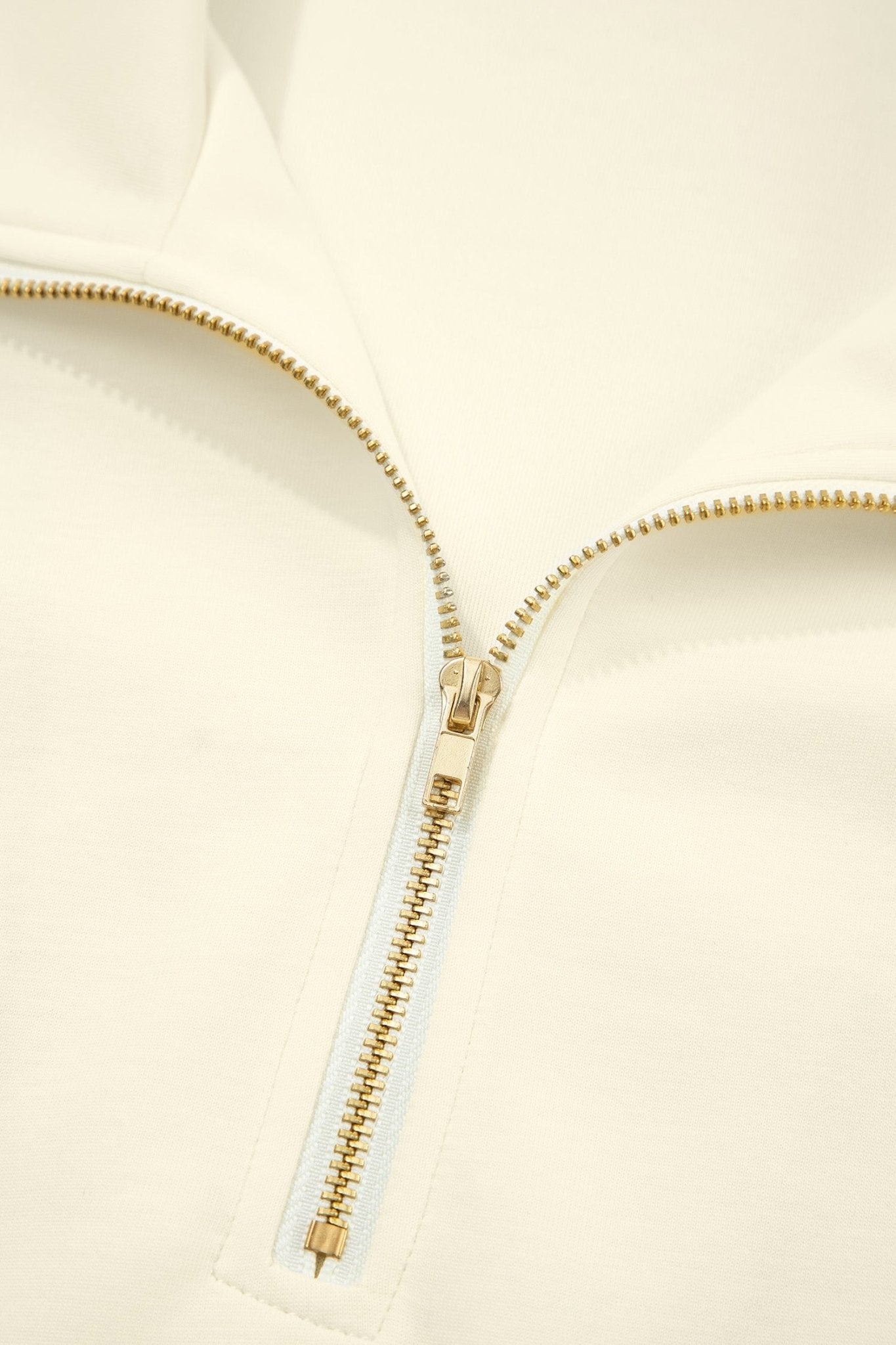 Beige Zipped up Collared Ruffled Short Sleeve Blouse - Loving It Shop