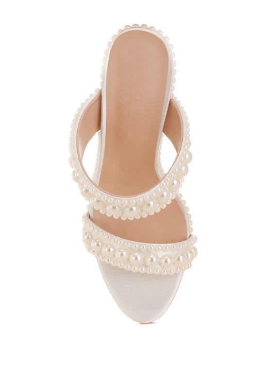 Ambrin Pearl Embellished Slip On Stiletto Heels