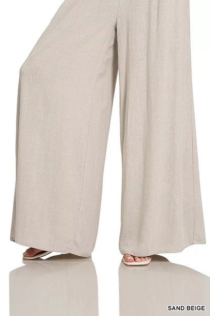Smocked Waistband Wide Leg Lounge Pants