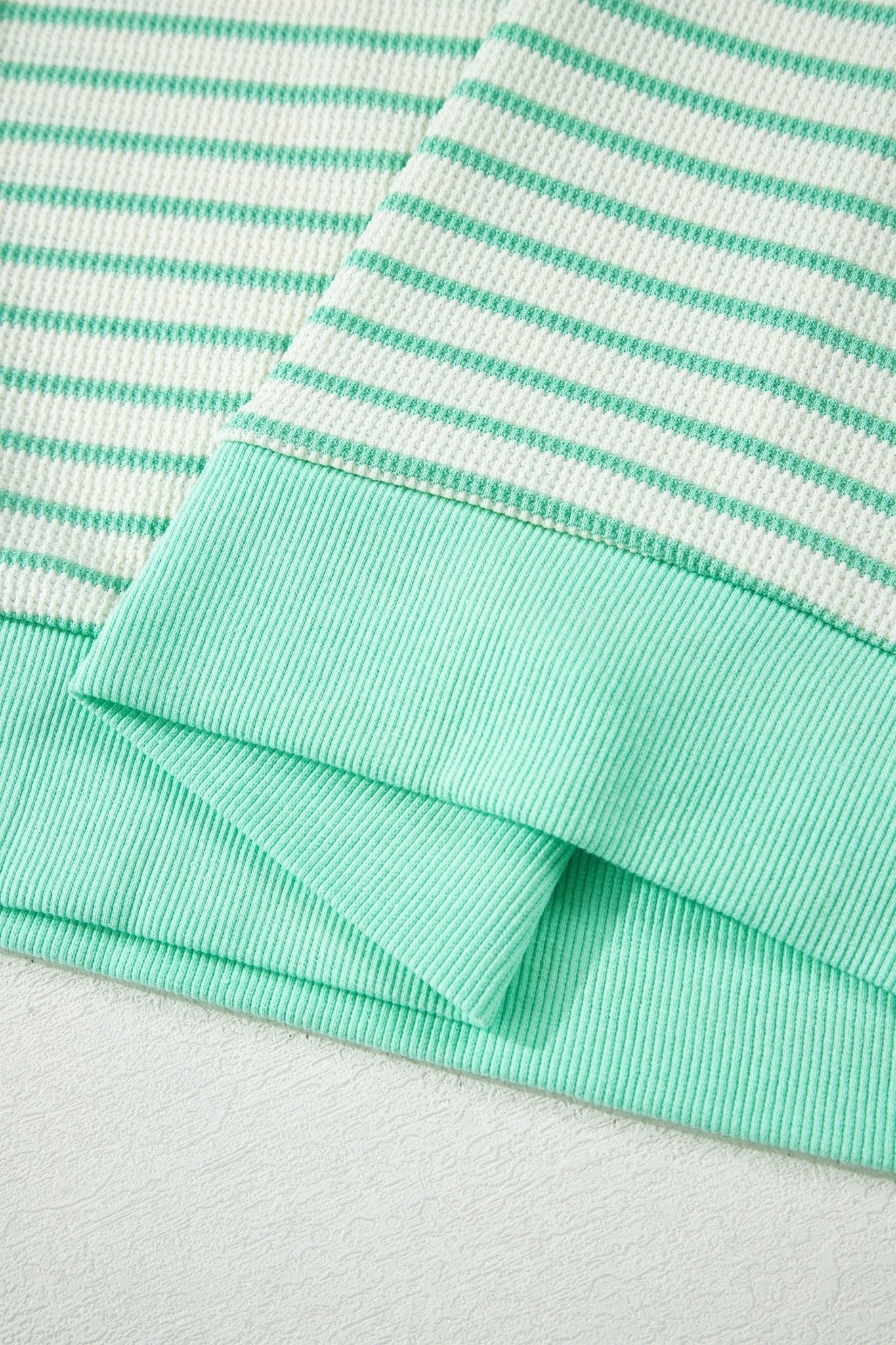 Green Stripe Colorblock Trim Round Neck Short Sleeve Tee - Loving It Shop