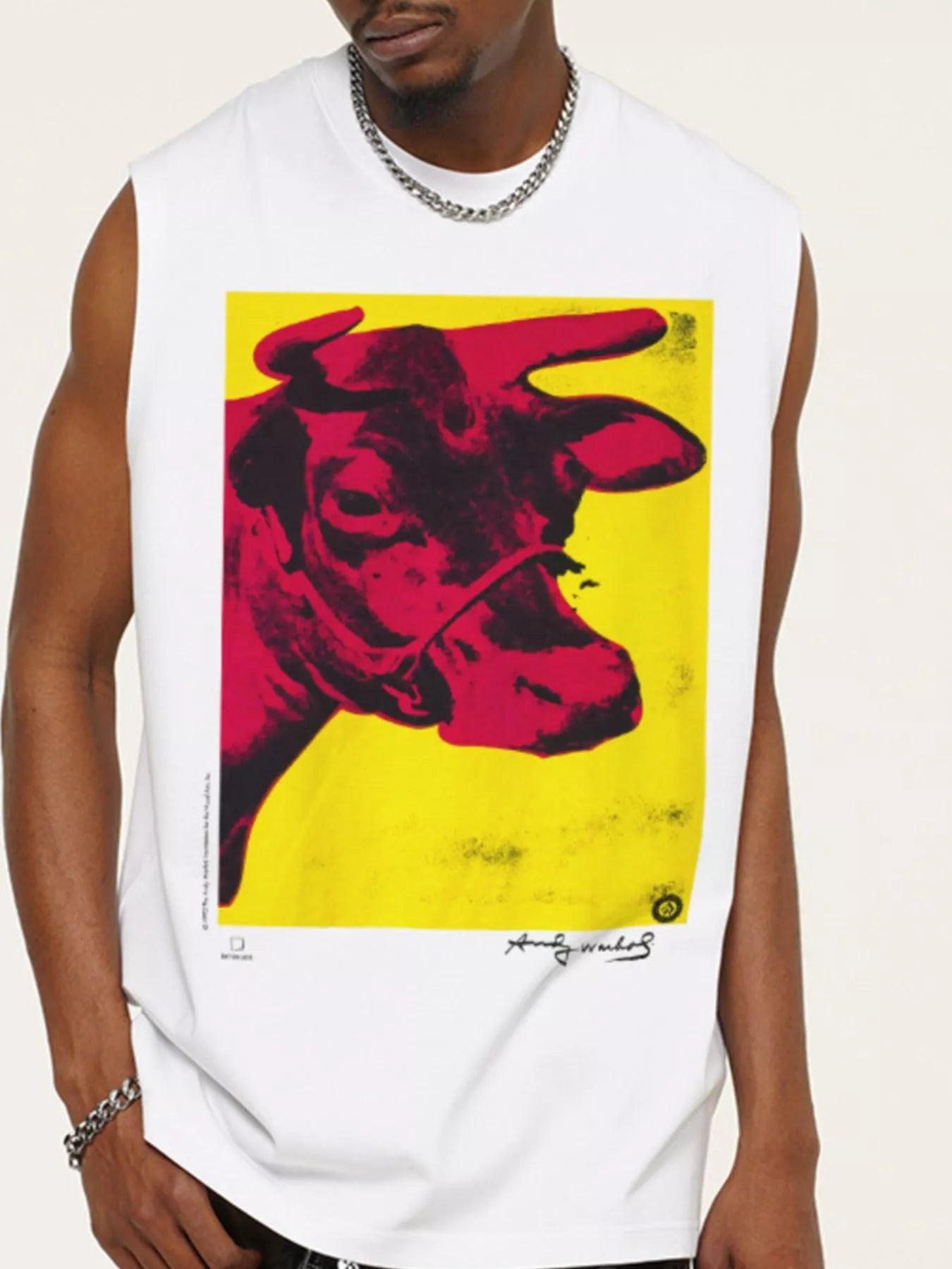 Men's Cow Graphic Round Neck Tank