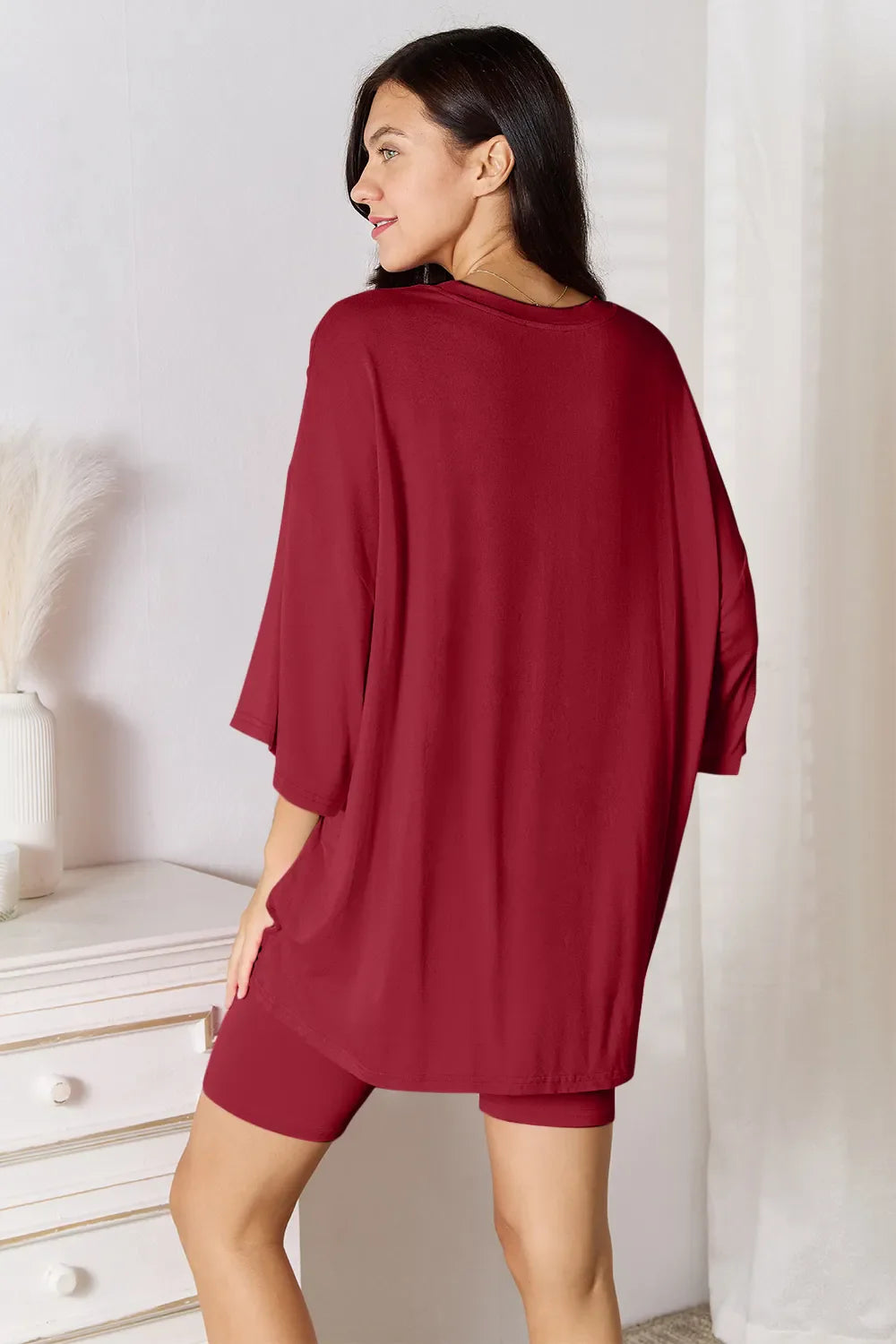 I am a Fashion Junky Full Size Soft Rayon Three-Quarter Sleeve Top and Shorts Set