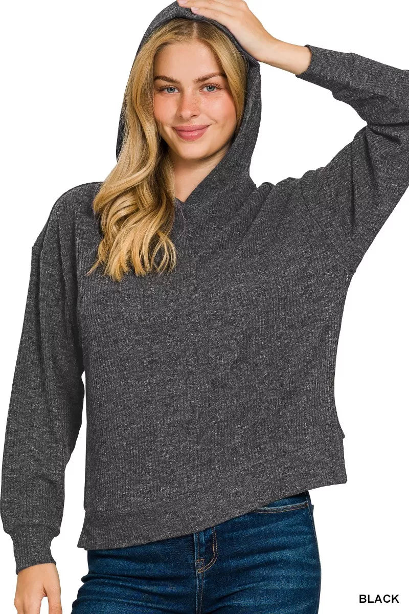 Ribbed Long Sleeve Hoodie