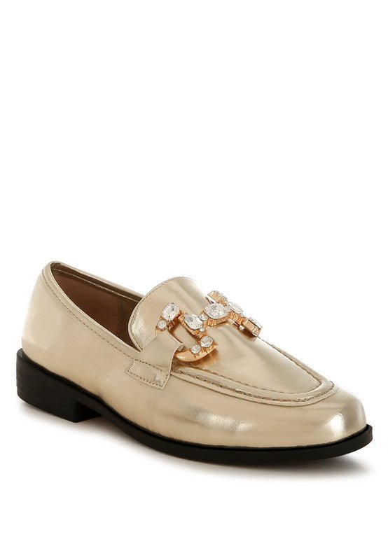 Dendron Diamante Horsebit Metallic Loafers - Loving It Shop