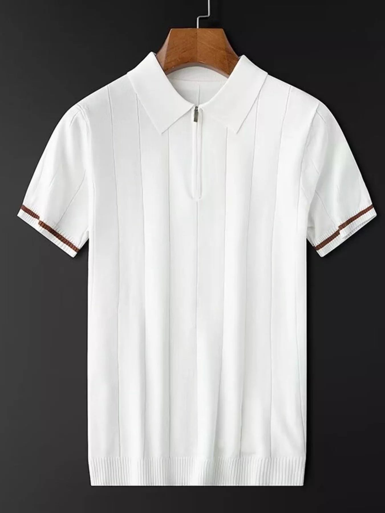 Men's Plus Size Quarter Zip Short Sleeve Knit Polo