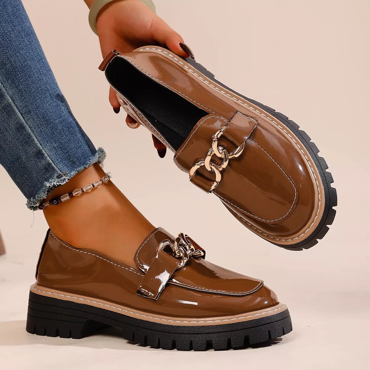 Chain Decor Chunky Loafers - Loving It Shop