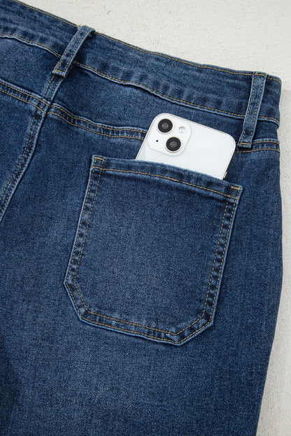 Cropped High Rise Wide Leg Jeans
