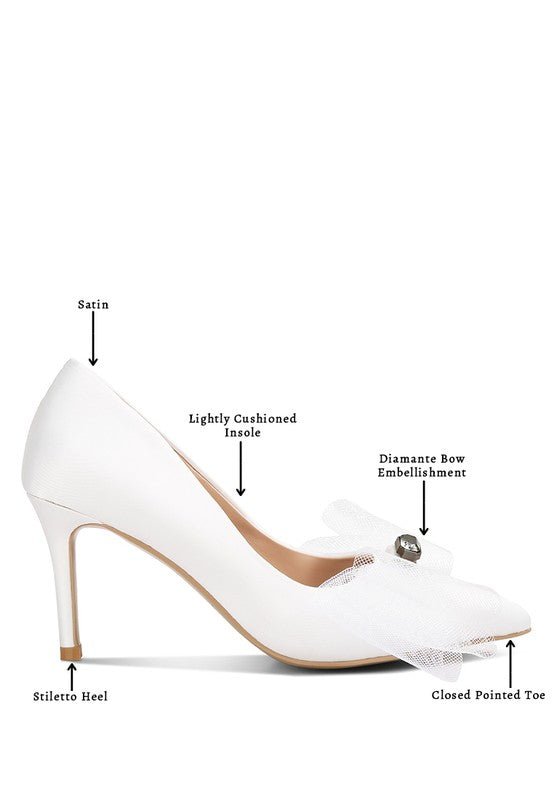 Odette Diamante Embellished Bow Stiletto Pumps - Loving It Shop