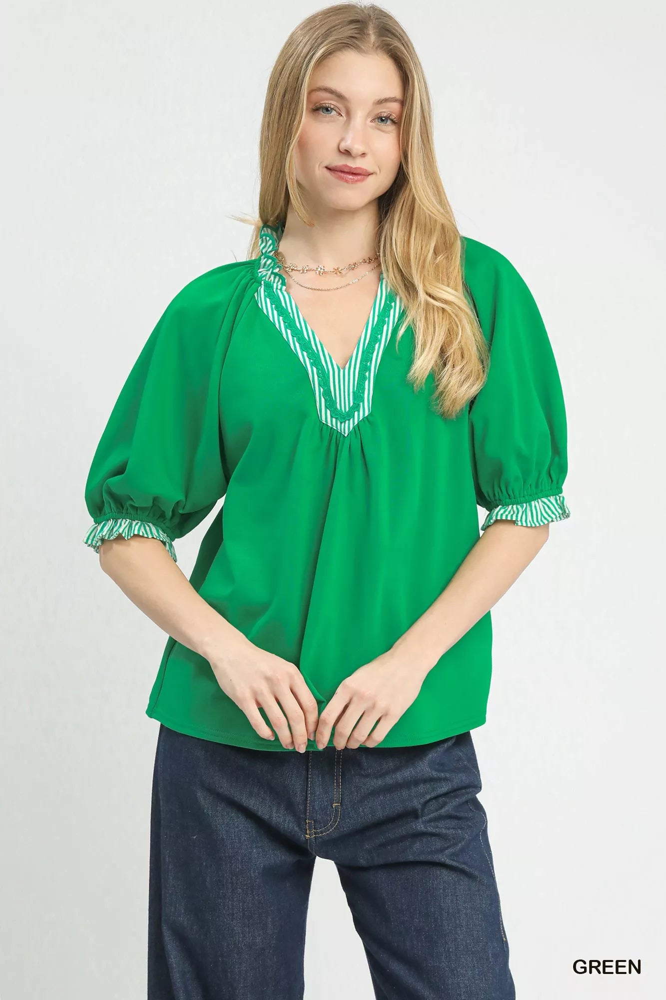 French Terry Collared Top