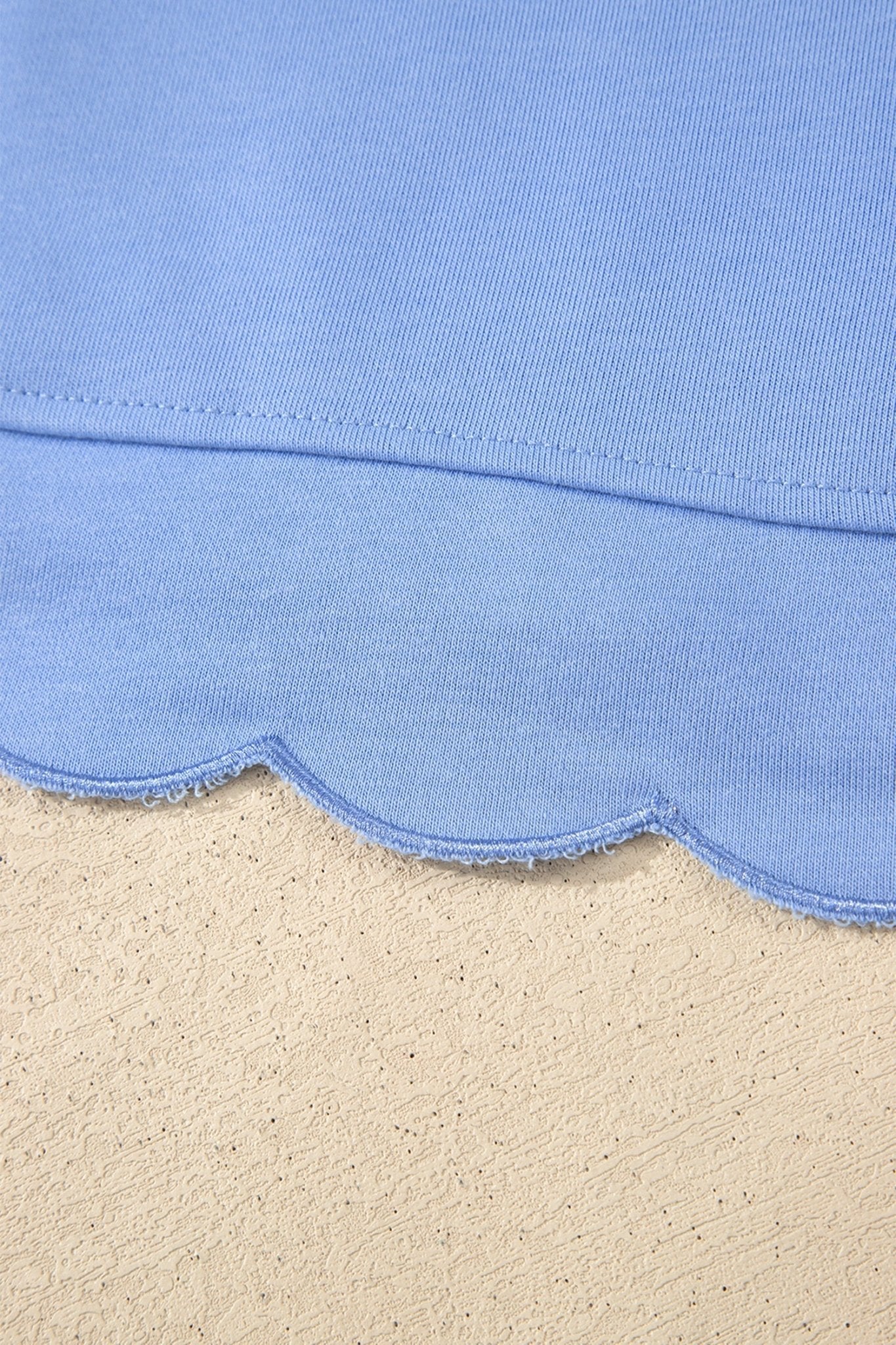 Beau Blue Plus Size Solid Scalloped Hem Button Neck Pullover Mini Dress - Loving It Shop