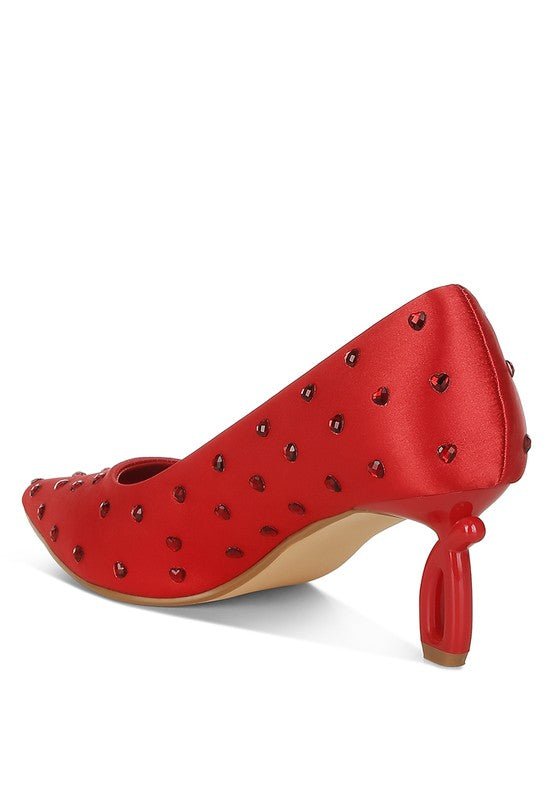 Madhara Heart - Shaped Rhinestones Pumps - Loving It Shop