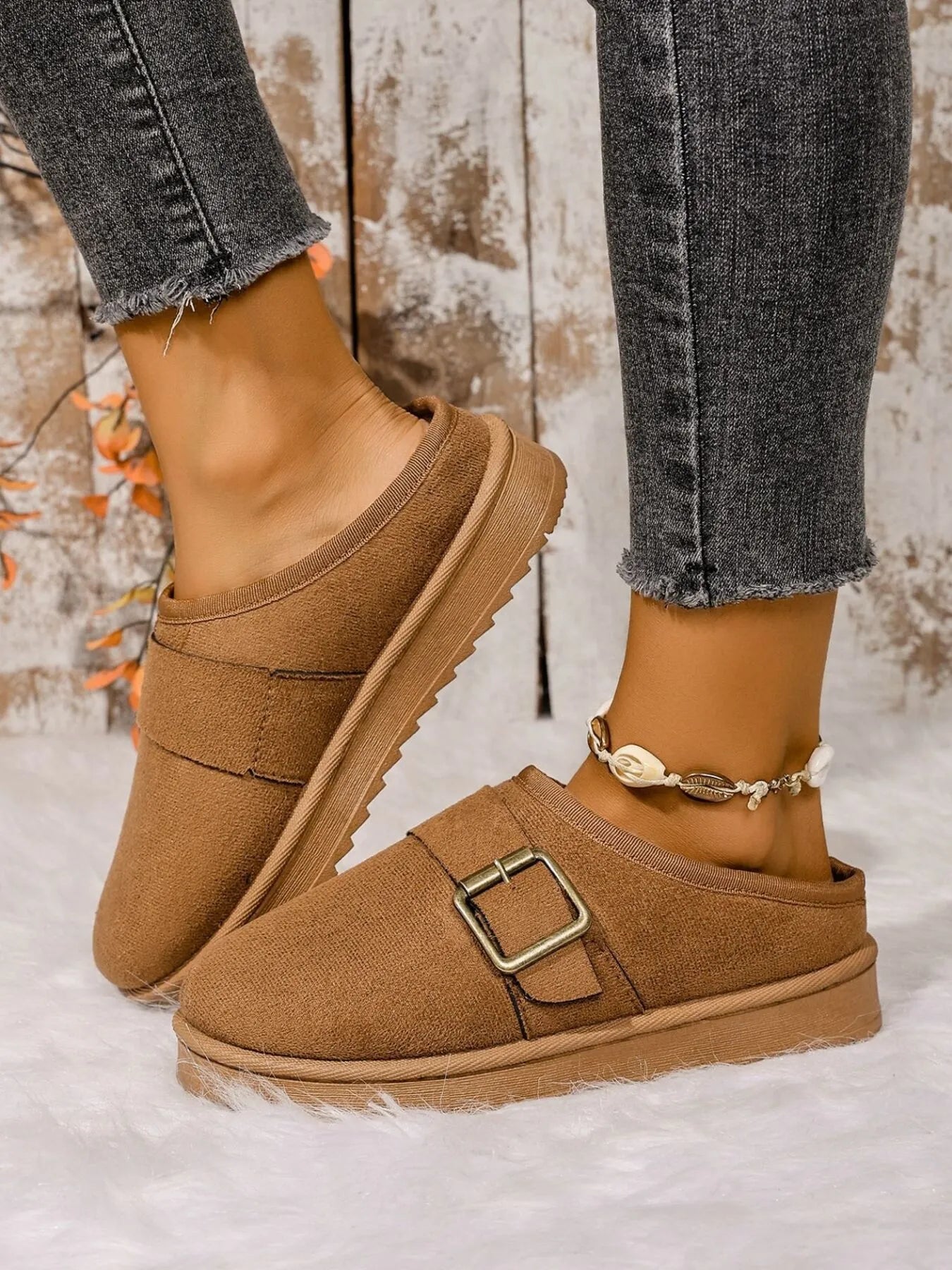 Cozy Buckle Suede Winter Slippers - Loving It Shop
