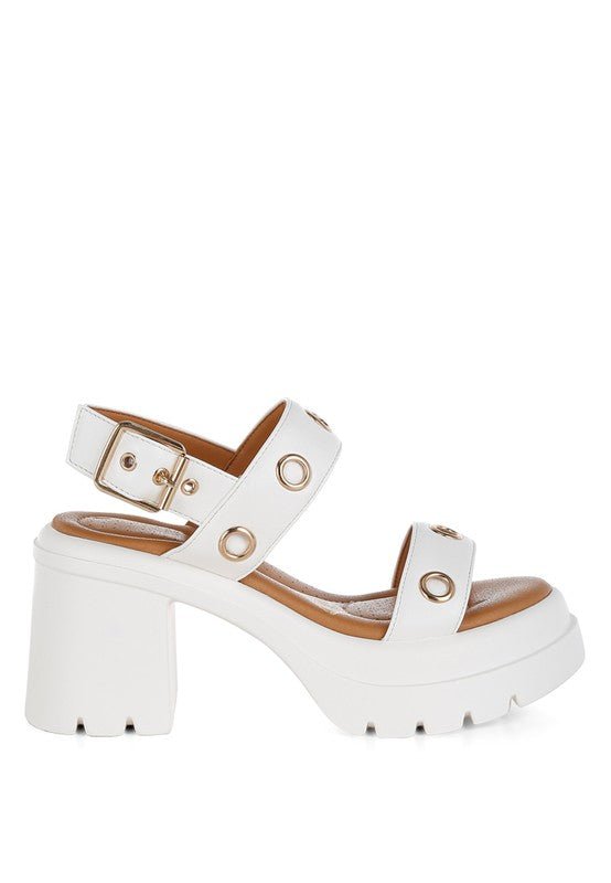 Urla Eyelet Detail Platform Heel Sandals - Loving It Shop
